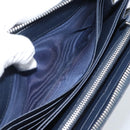 PRADA Long Wallet Safifano leather Navy Silver Auth 196073A-24