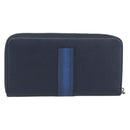 PRADA Long Wallet Safifano leather Navy Silver Auth 196073A-2