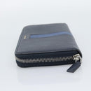 PRADA Long Wallet Safifano leather Navy Silver Auth 196073A-3