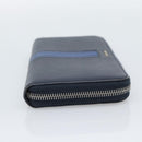 PRADA Long Wallet Safifano leather Navy Silver Auth 196073A-4
