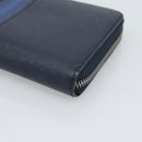 PRADA Long Wallet Safifano leather Navy Silver Auth 196073A-7