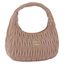 Miu Miu Matelasse Wonder Shoulder Bag Lamb Skin Pink Gold Auth 196075SAM-1