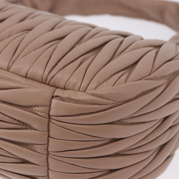 Miu Miu Matelasse Wonder Shoulder Bag Lamb Skin Pink Gold Auth 196075SAM