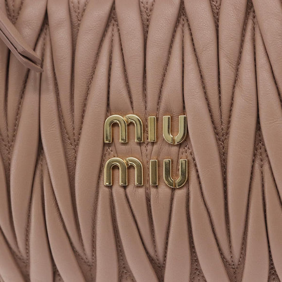 Miu Miu Matelasse Wonder Shoulder Bag Lamb Skin Pink Gold Auth 196075SAM