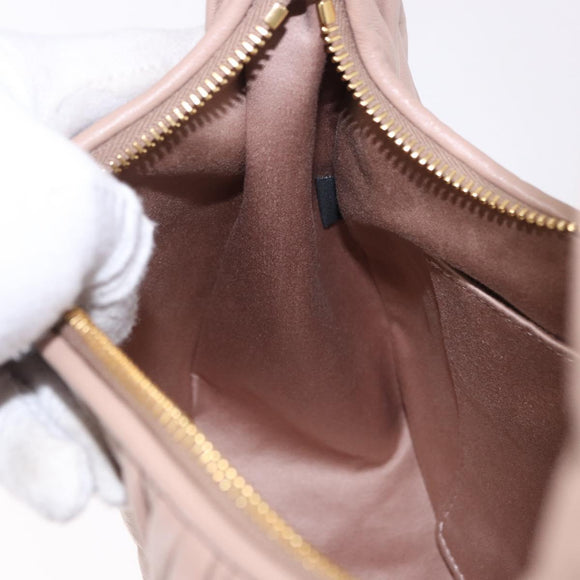 Miu Miu Matelasse Wonder Shoulder Bag Lamb Skin Pink Gold Auth 196075SAM