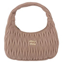 Miu Miu Matelasse Wonder Shoulder Bag Lamb Skin Pink Gold Auth 196075SAM-2