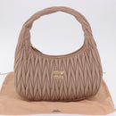 Miu Miu Matelasse Wonder Shoulder Bag Lamb Skin Pink Gold Auth 196075SAM-22