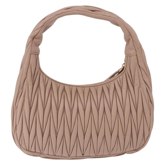 Miu Miu Matelasse Wonder Shoulder Bag Lamb Skin Pink Gold Auth 196075SAM