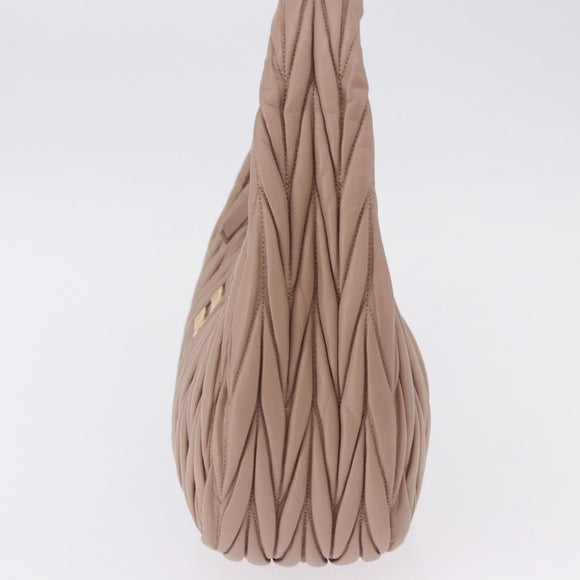 Miu Miu Matelasse Wonder Shoulder Bag Lamb Skin Pink Gold Auth 196075SAM