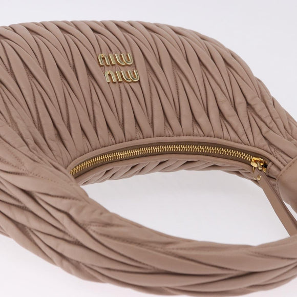 Miu Miu Matelasse Wonder Shoulder Bag Lamb Skin Pink Gold Auth 196075SAM