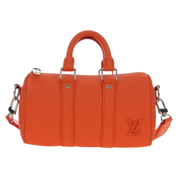 LOUIS VUITTON Keepall XS Shoulder Bag Leather Orange M81004 LV Auth 196076M