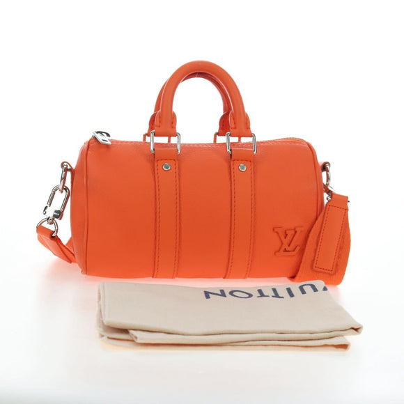 LOUIS VUITTON Keepall XS Shoulder Bag Leather Orange M81004 LV Auth 196076M