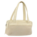 CHANEL Hand Bag Canvas Beige Silver CC Auth 196080-1