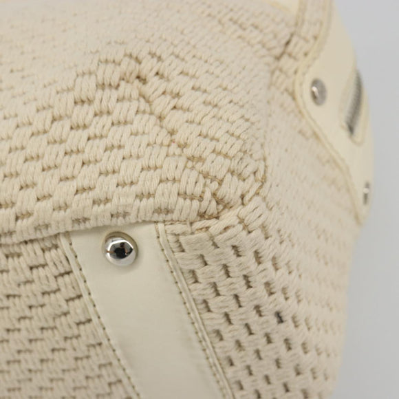CHANEL Hand Bag Canvas Beige Silver CC Auth 196080