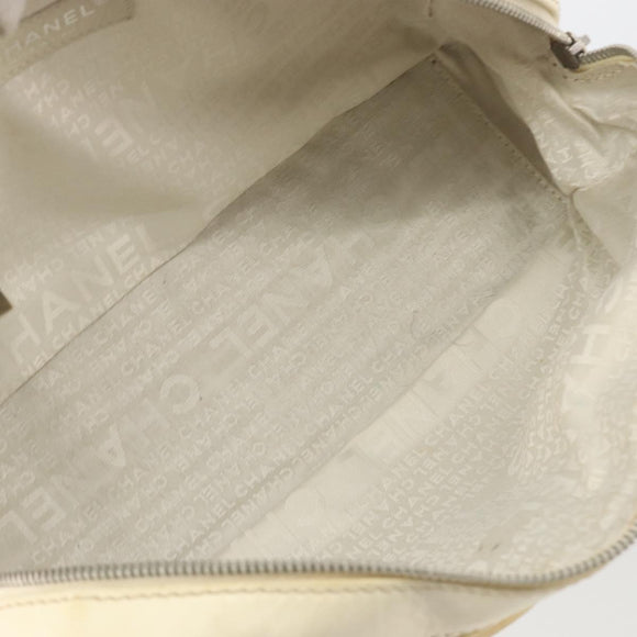 CHANEL Hand Bag Canvas Beige Silver CC Auth 196080