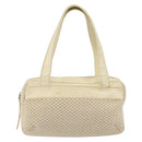CHANEL Hand Bag Canvas Beige Silver CC Auth 196080-13