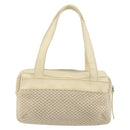 CHANEL Hand Bag Canvas Beige Silver CC Auth 196080-2