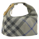 BURBERRY Mini Peg Duffel Bag Hand Bag Cotton Light Blue Gold Tone Auth 196081A-1