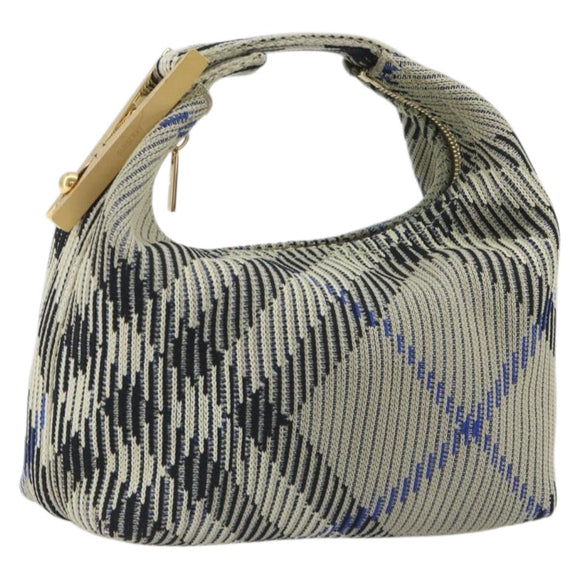 BURBERRY Mini Peg Duffel Bag Hand Bag Cotton Light Blue Gold Tone Auth 196081A