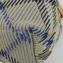 BURBERRY Mini Peg Duffel Bag Hand Bag Cotton Light Blue Gold Tone Auth 196081A-16