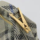BURBERRY Mini Peg Duffel Bag Hand Bag Cotton Light Blue Gold Tone Auth 196081A-9