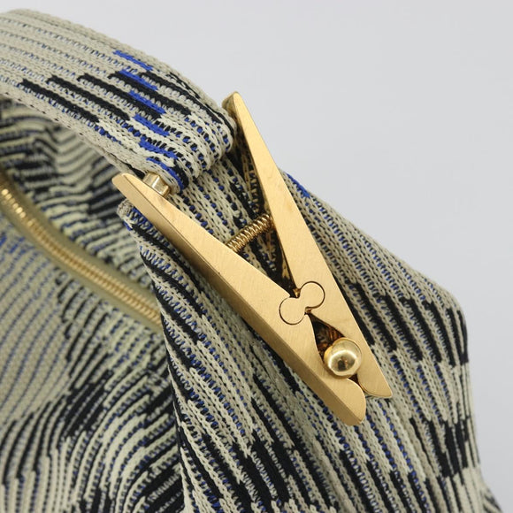 BURBERRY Mini Peg Duffel Bag Hand Bag Cotton Light Blue Gold Tone Auth 196081A