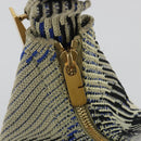 BURBERRY Mini Peg Duffel Bag Hand Bag Cotton Light Blue Gold Tone Auth 196081A-10