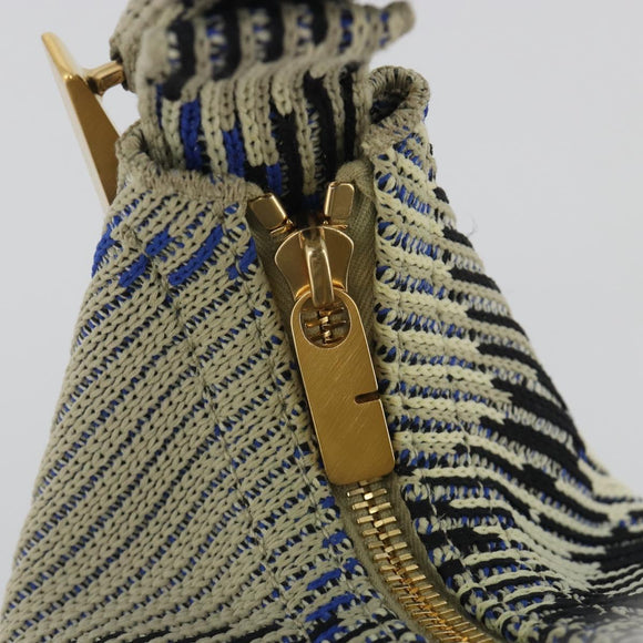 BURBERRY Mini Peg Duffel Bag Hand Bag Cotton Light Blue Gold Tone Auth 196081A