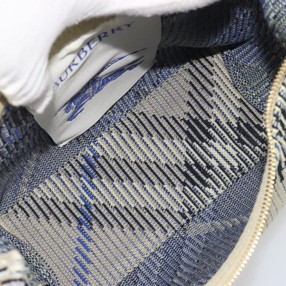 BURBERRY Mini Peg Duffel Bag Hand Bag Cotton Light Blue Gold Tone Auth 196081A