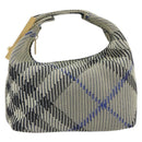 BURBERRY Mini Peg Duffel Bag Hand Bag Cotton Light Blue Gold Tone Auth 196081A-13
