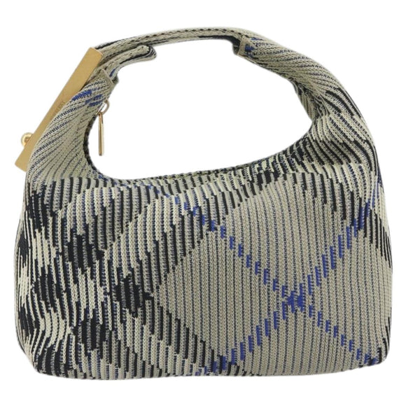BURBERRY Mini Peg Duffel Bag Hand Bag Cotton Light Blue Gold Tone Auth 196081A