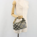 BURBERRY Mini Peg Duffel Bag Hand Bag Cotton Light Blue Gold Tone Auth 196081A-21