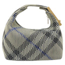 BURBERRY Mini Peg Duffel Bag Hand Bag Cotton Light Blue Gold Tone Auth 196081A-2