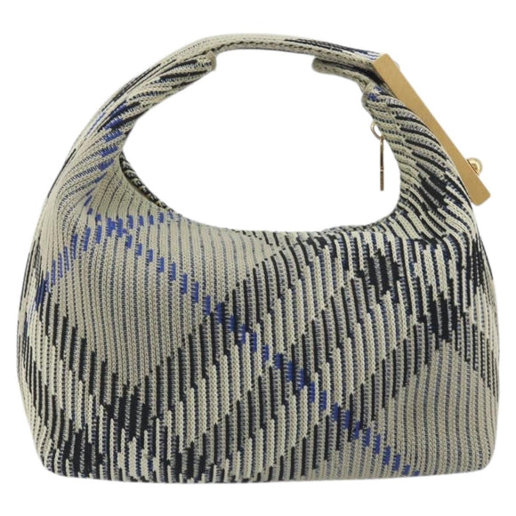 BURBERRY Mini Peg Duffel Bag Hand Bag Cotton Light Blue Gold Tone Auth 196081A