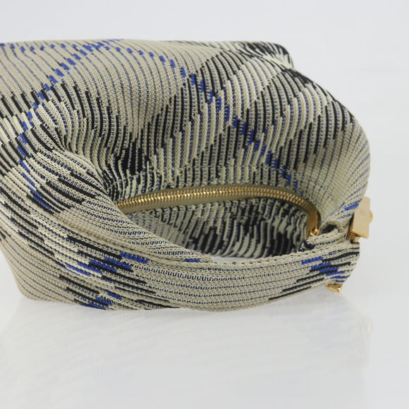 BURBERRY Mini Peg Duffel Bag Hand Bag Cotton Light Blue Gold Tone Auth 196081A
