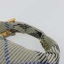 BURBERRY Mini Peg Duffel Bag Hand Bag Cotton Light Blue Gold Tone Auth 196081A-14