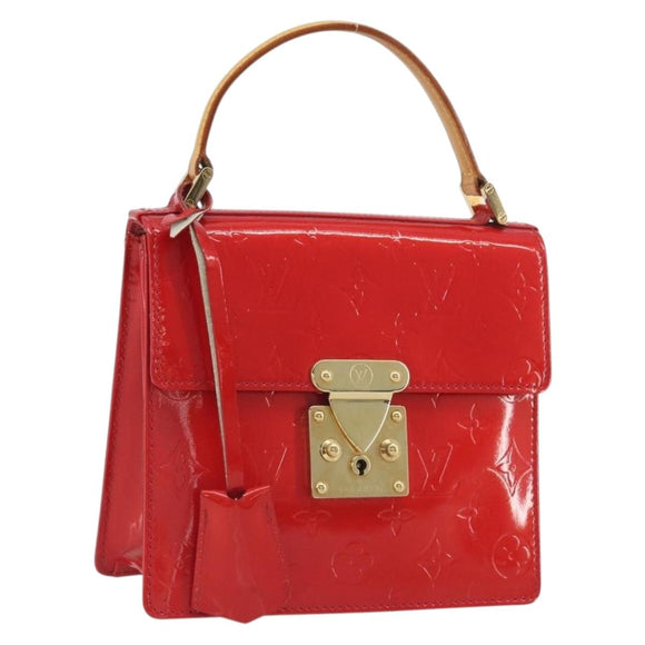 LOUIS VUITTON Monogram Vernis Spring Street Hand Bag Rouge M91135 LV Auth 196083