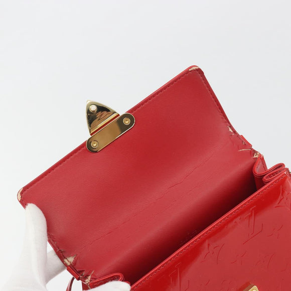 LOUIS VUITTON Monogram Vernis Spring Street Hand Bag Rouge M91135 LV Auth 196083