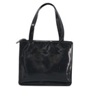 CHANEL Tote Bag Patent Black Silver CC Auth 196085-2