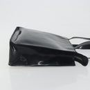 CHANEL Tote Bag Patent Black Silver CC Auth 196085-3