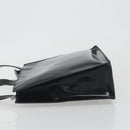 CHANEL Tote Bag Patent Black Silver CC Auth 196085-4