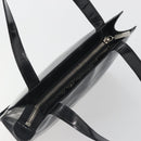 CHANEL Tote Bag Patent Black Silver CC Auth 196085-6