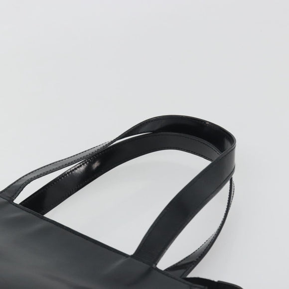 CHANEL Tote Bag Patent Black Silver CC Auth 196085