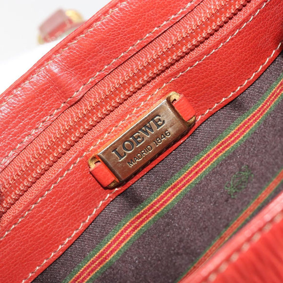 LOEWE Velazquez Shoulder Bag Leather Red Gold Tone Auth 196086