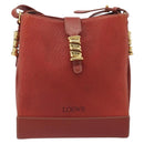 LOEWE Velazquez Shoulder Bag Leather Red Gold Tone Auth 196086-13