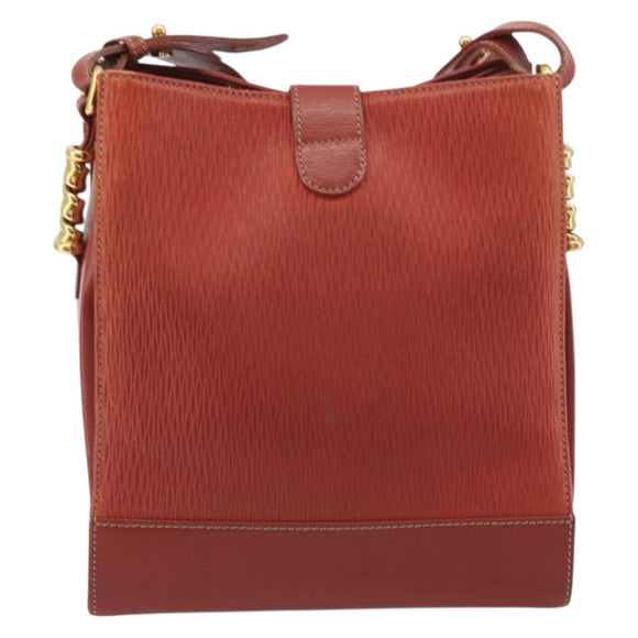 LOEWE Velazquez Shoulder Bag Leather Red Gold Tone Auth 196086