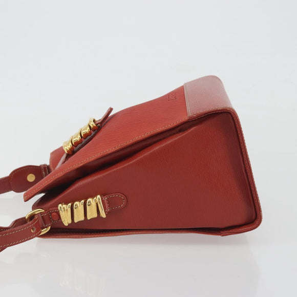 LOEWE Velazquez Shoulder Bag Leather Red Gold Tone Auth 196086