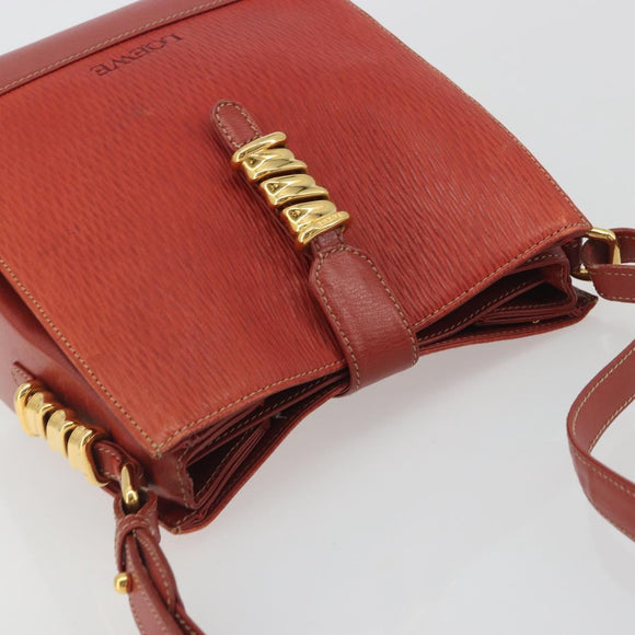 LOEWE Velazquez Shoulder Bag Leather Red Gold Tone Auth 196086