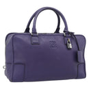 LOEWE Amazona 36 Hand Bag Leather Purple Silver Auth 196090-1