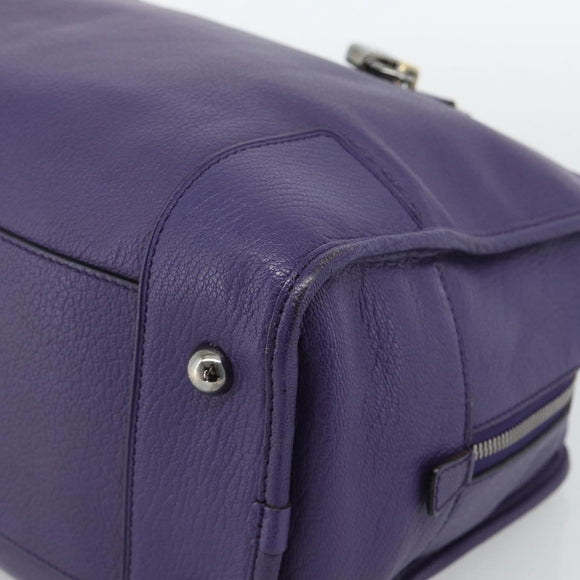 LOEWE Amazona 36 Hand Bag Leather Purple Silver Auth 196090